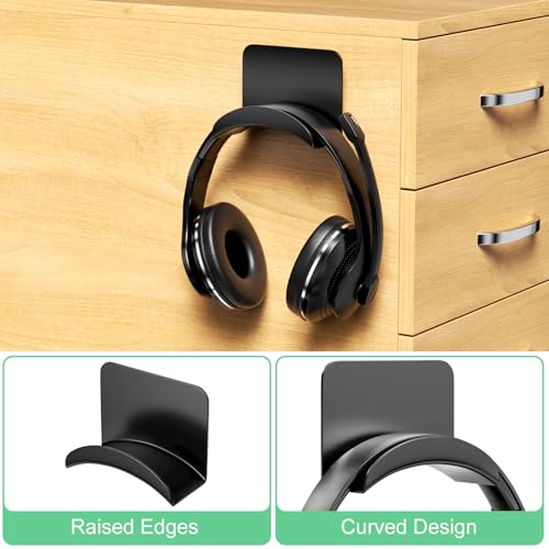 Legpador 2 Stück Headset Halterung mit Klebeband, Kopfhörer Halter, Kopfhörerhalter Schwarz, Headsethalter Wandhalterung, Ohrhörer Aufhänger, Kopfhörer Haken, für Schreibtisch, Wand, Gaming Headphones