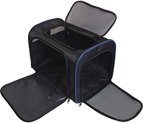 igadgitz Xtra U6999 - Pet Carrier - Black/Blue Trim - XL 40 x 40 x 60cm