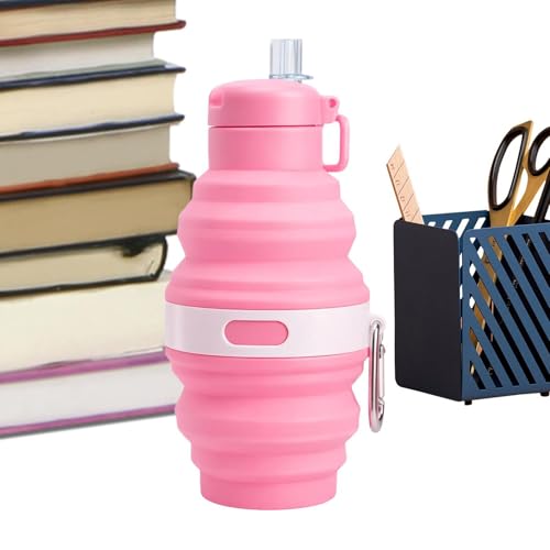 Opilroyn Botella plegable de silicona – Botella de senderismo reutilizable e impermeable con pajita – de viaje, para la pesca, senderismo, camping, ciclismo, rutas diarias, carreras