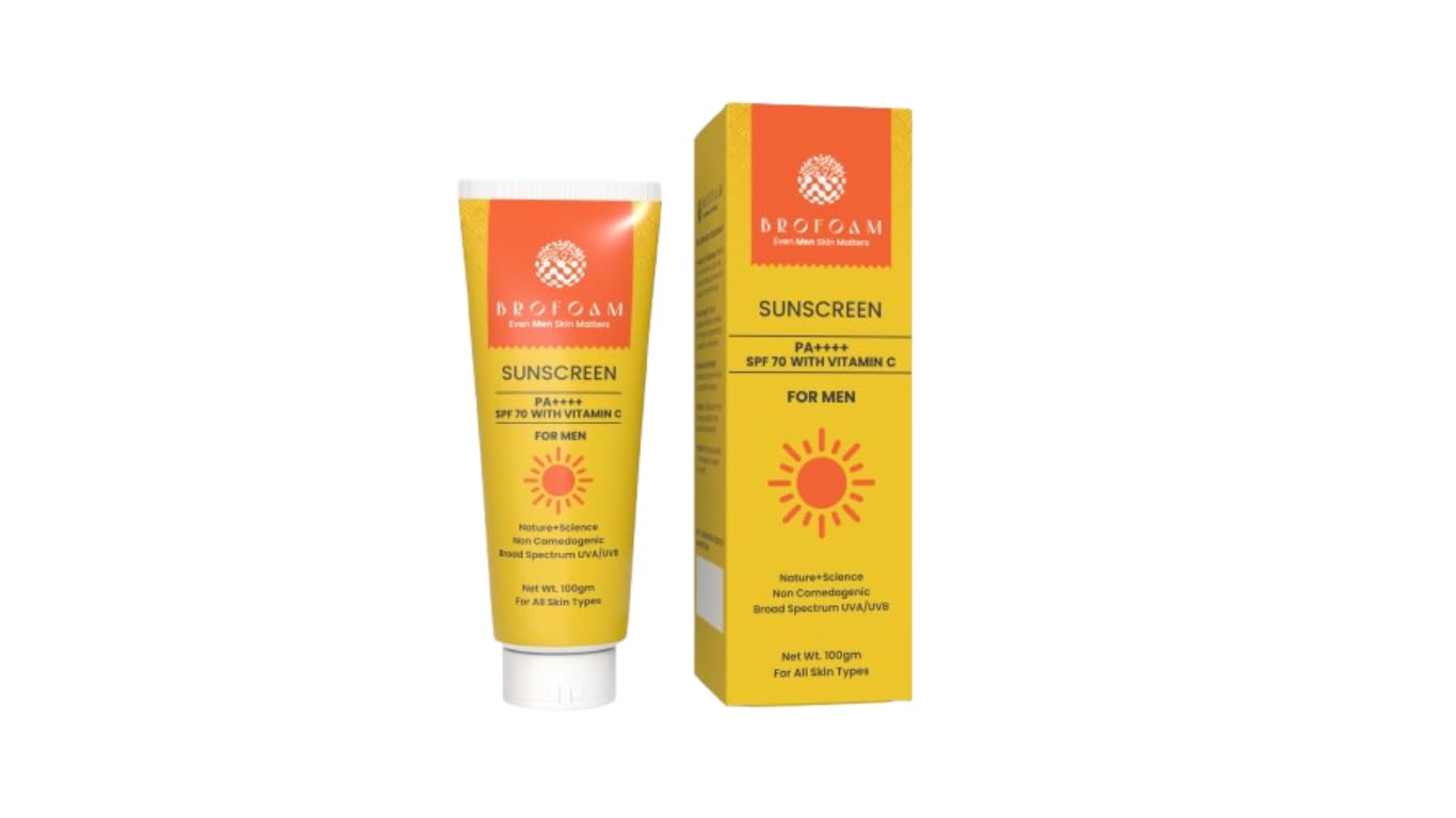 Brofoam Men's Sunscreen SPF 70 with Vitamin C, PA++++,Non-Comedogenic, Broad Spectrum UVA/UVB Protection, 100g - Review, Price and Buying Guide