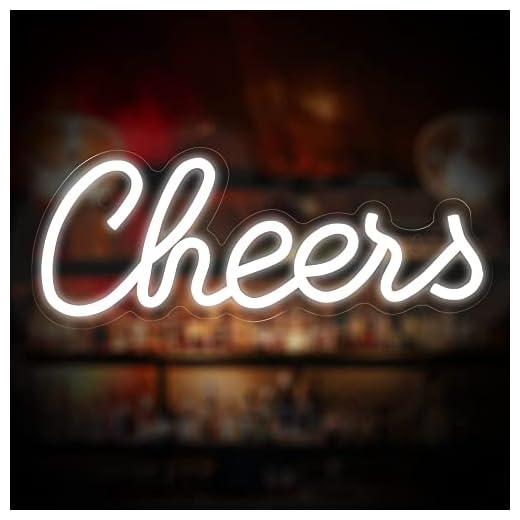 ROYOCE Cheers Neon Sign, LED Neon Light Sign for Wall Decor, USB Powered Bar Party Home Room Neon Decor 13"x 5" (White)