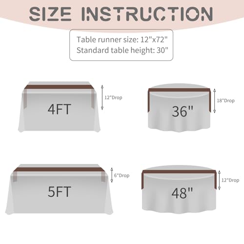 Lykoow 20 Pack Satin Table Runner 12 x 72 Inch Brown Table Runner fit Rectange and Round Table,Long Premium Satin Silk Table Runners for Wedding,Birthday Banquets Engagements Party Decoration by Lykoow - Used condition - Image 3
