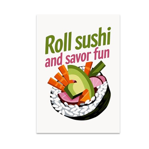 Culinary Enthusiast Poster Print - Playful Sushi Roll Unfurling with