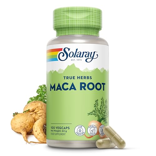 Solaray - Pure Maca Root - 100 Vegan Capsules - High Strength Peruvian Macaroot Extract Supplement for Women and Men - 3+ Month Supply - Lab Verified & GMO and Magnesium Stearate Free