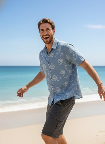 Image of Lymio Men Shirt || Men Embroidery Design Half Sleeve Cotton Shirt (Available Also Packs) (Embro-Flower)