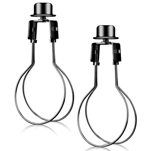 Image of Honoson 2 Pcs Bulb Lamp Shade Light Bulb Clip Adapter Includes Finial and Lampshade Levellers for Replacement (Black)