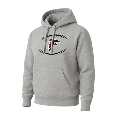Hybrid Sports NFL - Atlanta Falcons Logo Snap - Mens and Womens Lightweight Pullover Hoodie - Size Medium - Athletic Heather
