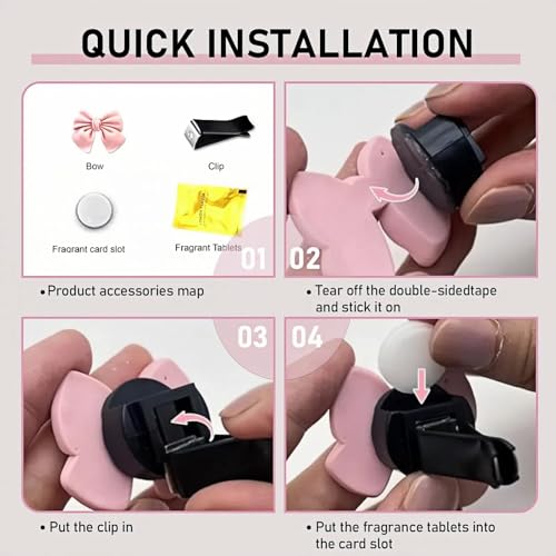 Image of 6 PCS Coquette Pink Bow Car Air Freshener Set,Girly Car Accessories for Women, Cute Girl Car Decor, Aesthetic Pink Car Decorations, Perfect for Women's Car Interior, Coquette Car Accessories