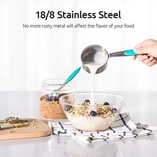 Image of U-Taste Measuring Cups Spoons Set, 18 /8 Stainless Steel, 10Pcs, Teal