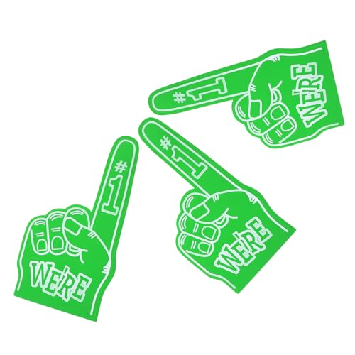 Healeved 3 Dita Giganti in Schiuma Eva Verdi per Tifo Sportivo Mani di Schiuma Numero 1 per Cheerleader Accessori per Eventi di Calcio Baseball e Manifestazioni Sportive