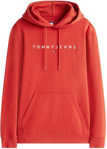 Tommy Jeans Herren TJM REG Linear Logo Hoodie EXT DM0DM20746 Pullover Hoodie, Rot (Terracotta Red), M, Rot (Terracotta Red), M 4
