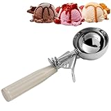 3-3/4 OZ Ice Cream Portion Scoop with Trigger Release Food Disher with Ivory Handle #10 Food Portion Control Scoop Ice Cream Scooper Cookie Scooper for Baking