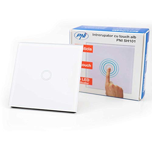 Interrupteur tactile Verre PNI SH101, blanc avec indicateur LED