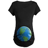CafePress Halloween Planet Earth Maternity Dark T Shirt Cotton Maternity T-Shirt, Side Ruched Scoop Neck Black