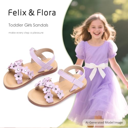 Image of Felix & Flora Toddler Girl Sandals -Flower Girl Dress Shoes Open Toe Little Kid Flats