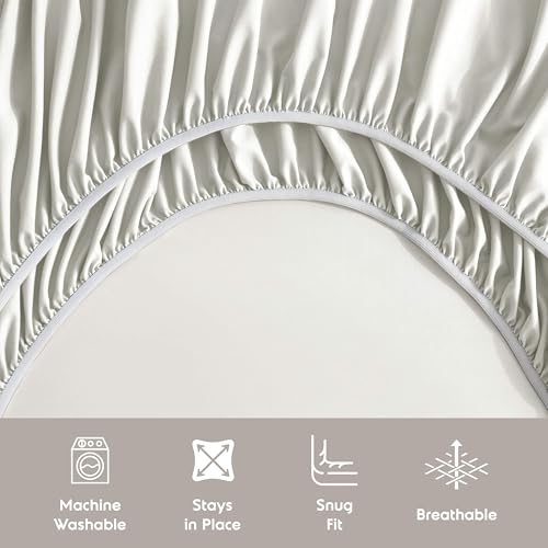 Image of Nestl Extra Deep Twin XL Sheet Set - 4 Piece Breathable & Cooling Sheets - Hotel Luxury Bedding Set w /18-24 Inch Deep Pockets - Easy & Secure Fit - Super Soft, Wrinkle Free & Comfy - Off White