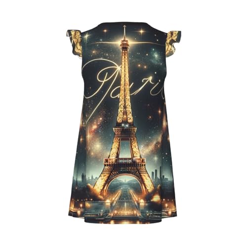 Augenstern Flutter Sleeve Nightgown Pajama Gown Eiffel-Tower-Paris Easy Pull-On Sleepwear Nightdress2