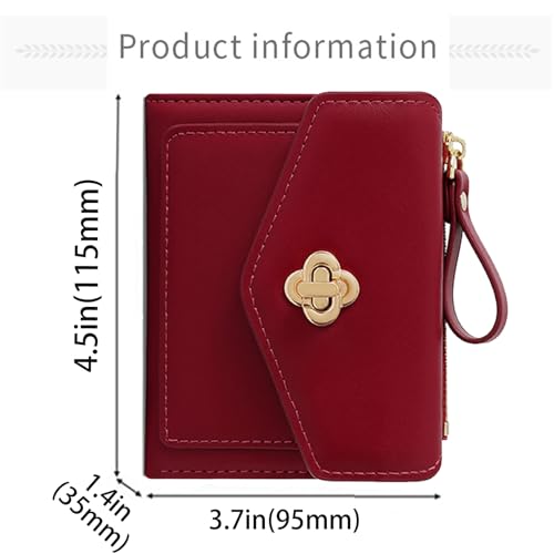 Geldbörsen Frauen Portemonnaie Damen Rotes Minimalistisches Blumen Design Portemonnaie für Frauen Klein Portmonee mit Ausweisfach und Kartenhüllen – Bild 3