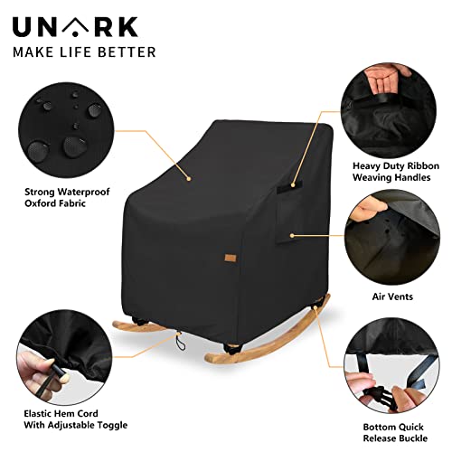 Unark Outdoor Rocking Chair Covers 2 Pack,Waterproof Heavy Duty Outdoor Chair Covers,Swivel Chair Cover,Outdoor Swivel Rocker Chair Covers ,Outdoor Rocker Covers Waterproof (28W X 33D X 39H Inch)Black #TOP2