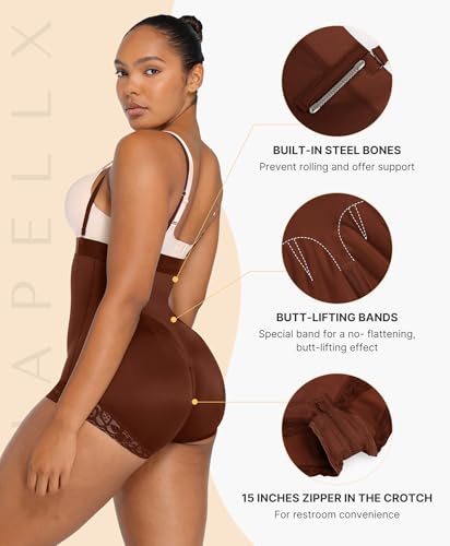 Image of SHAPELLX Fajas Colombianas Shapewear for Women Tummy Control Postpartum Body Shaper Butt Lifting Open Bust Bodysuit