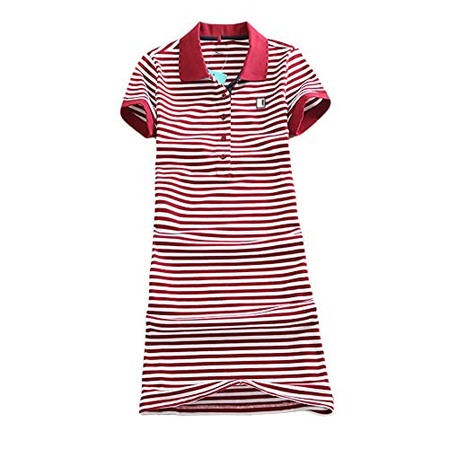 Asherangel ポロワンピース レディース ポロシャツワンピース 半袖 ボーダー 刺繍 チ コレクションファッションデザイン