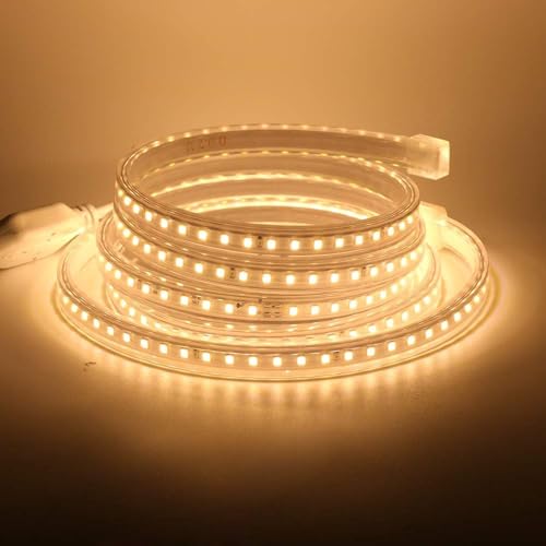 Image of KISUFU 110V COB LED Strip Light, 2835 120 LEDs /m s Super Bright IP65 Waterproof Flexible & Cuttable COB Strip Lights for DIY TV Backlight Bedroom Kitchen Home Outdoor Decor