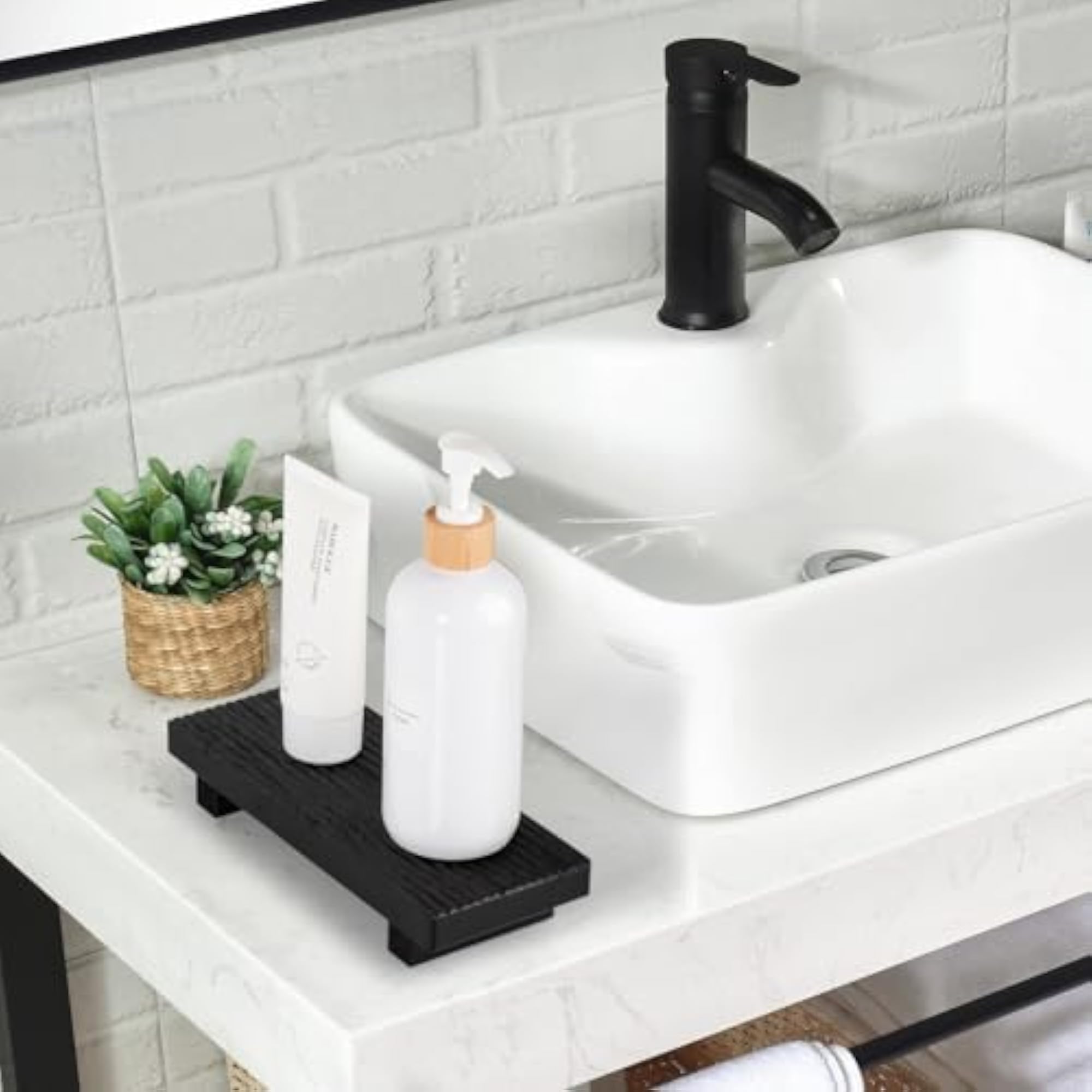 Bathroom Tray Farmhouse Decor Pedestal Stand