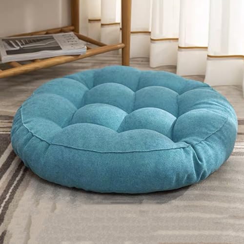 1 PCS Futon Coussin De Sol pour S'asseoir Coussin De Chaise De Quenouilles Rond Épais Tatami Matelas (Color : Teal, Size : 42x42cm)