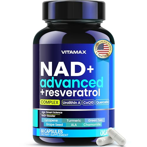 Liposomal NAD+ Supplement Extra Strength | Urolithin A Resveratrol CoQ10 - Women & Men - ALA Green Tea Quercetin Lycopene | High Purity Energy & Regeneration - Made in USA 60ct
