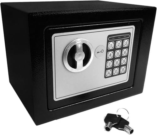 Hyfive Geldkasse Safe Schwarz - 10 Zoll Stahl - Mit 2 Schlüsseln & Herausnehmbarem Fach