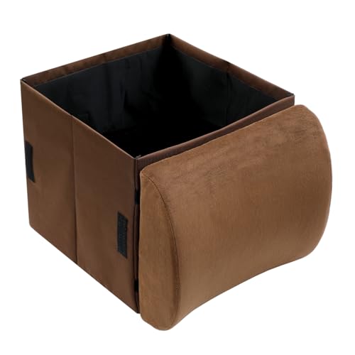 車 収納ボックス 2WAY 畳んで車のシートのクッション 広げて荷物入れ ランバーサポート シートボックス腰クッション 荷物の転落防止 助手席 荷物置き (ブラウン)