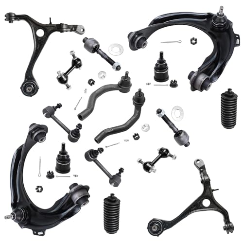 Image of Detroit Axle - Front 16pc Suspension Kit for 2003-2007 Honda Accord 2004-2008 Acura TSX, 4 Control Arms 2 Lower Ball Joints 4 Tie Rods 2 Boots 4 Front & Rear Sway Bars Replacement