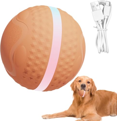 インタラクティブ犬用おもちゃ、子犬用自動ローリングボールおもちゃ, LED防水犬用おもちゃボール, セルフバウンシングボール 自動ローリングボール 子犬/小型犬/中型犬/大型犬用 (RT-2)