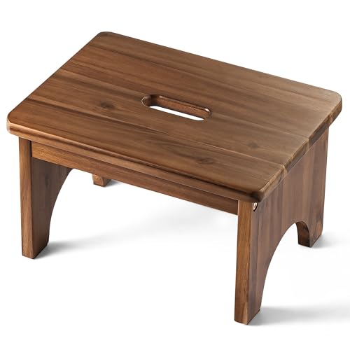 FANATU Wooden Step Stool, 9in One Step Stool for Adults,