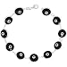 Sterling Silver Evil Eye Bracelet Black Color, 7 inch