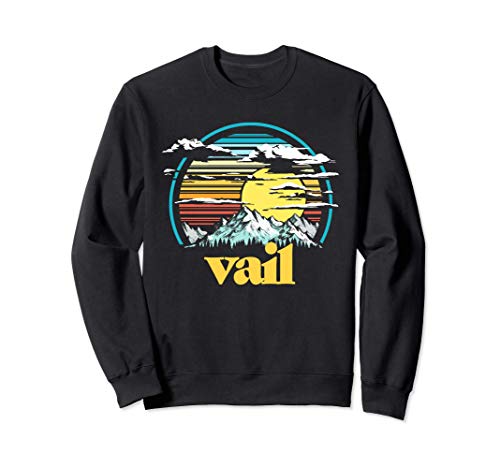 Retro Vail Colorado Vintage 80s Style Mountains & Sun Felpa