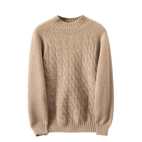 Dninmim Men's Cashmere Sweater Thick Twisted Flower Pullover Sweater Round Neck Comfortable Loose Jumper