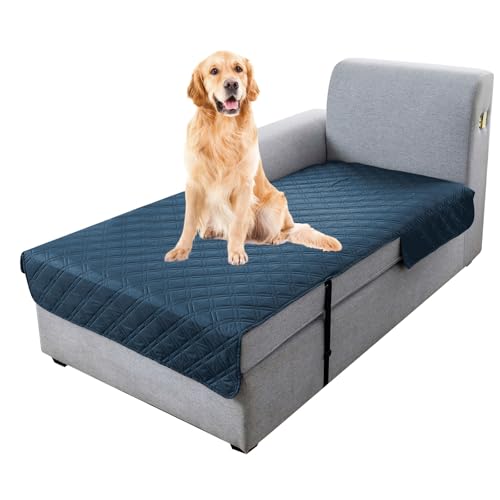 Image of Genina L Shape Couch Cover, Sectional Couch Chaise Covers, Waterproof Washable Sofa Covers for Left L Shape Chaise Lounge, Anti-Slip Sofa Slipcovers for Dogs Cats Pet Friendly(Peacock Blue)
