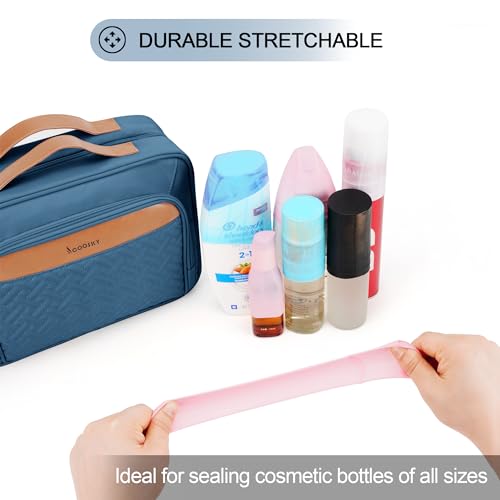 Travel-Hanging-Toiletry-Bag-for-Women-and-Men-with-8-Leak-Proofing-Silicone-Bottle-Covers-Waterproof-Makeup-Accessories-Cosmetic-Essentials-Toiletries-Dopp-Kit-Set-with-Jewelry-Organizer-Navy