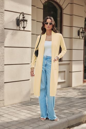 Image of GRACE KARIN Essential Solid Open Front Maxi Long Knitted Cardigan Sweater for Women