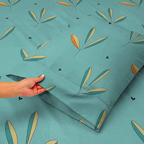 Image of VAS COLLECTION Premium Elastic Fitted Bedsheets with 2 Pillow Covers | Double Bed with All Around Elastic 160 TC Supersoft & Longlasting | Size - 72x78+10 inches | Aqua, Cotton