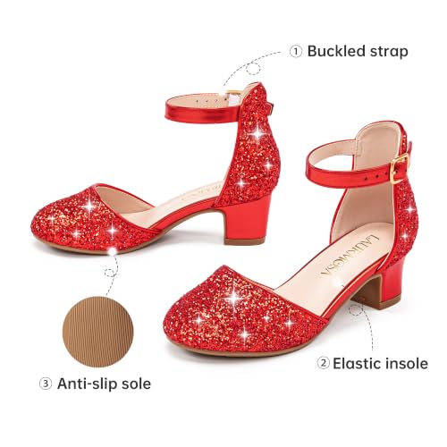 Image of LAURMOSA Girls Dress Shoes Closed Toe Pumps High Heels for Little Big Kid