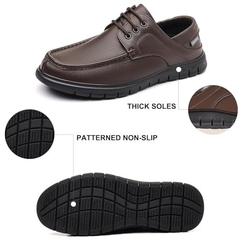 Mens Genuine Leather Business Dress Shoes Lightweight Non-Slip Office Work Casual Oxford Derby Shoes Comfortable Round Toe Lace Up Flat Moccasins4