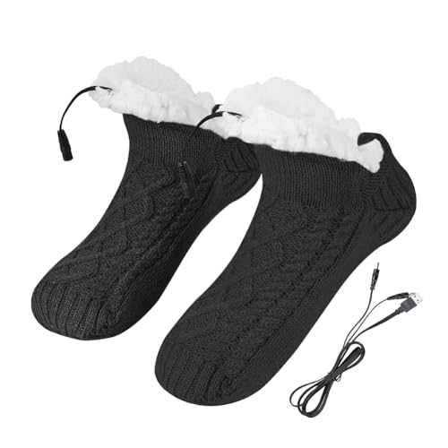 Heated Slippers Socks USB Charging Foot Warmer Electric Heating Floor Socks Anti-Slip Knitted Socks Foot Heater Home Indoor Footwear
