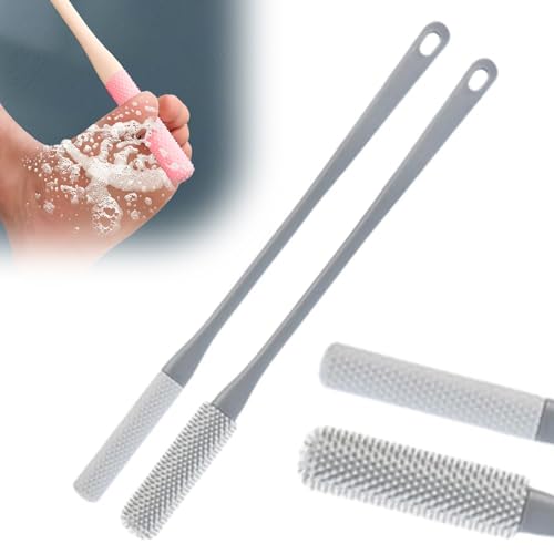 Sud Scrub® Antimicrobial Silicone Body Scrubber, Exfoliating Body Brush for Sensitive Skin, Antibacterial Shower Scrubber for Body, Bathroom Essentials for Men & Women, Charcoal