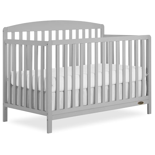 Dream On Me JPMA & Greenguard Gold Certified Odelle 5 in 1 Convertible Crib in Pebble Grey, Built of Sustainable Pinewood, 3 Mattress Height Settings, Non-Toxic Water-Based Paint Finish