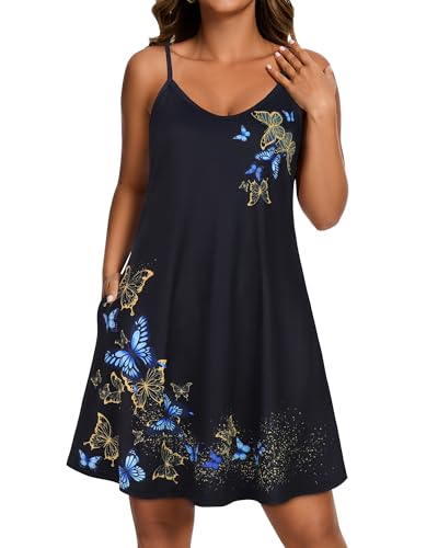 Image of JOELLYUS Womens Spaghetti Strap Dress Summer Dresses Beach Cover Ups Casual Sundresses with Pockets 2026