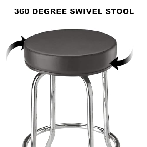 Image of Torin ATRP6185B-1 Swivel Bar Stool: Padded Garage /Shop Seat with Chrome Plated Legs, Black