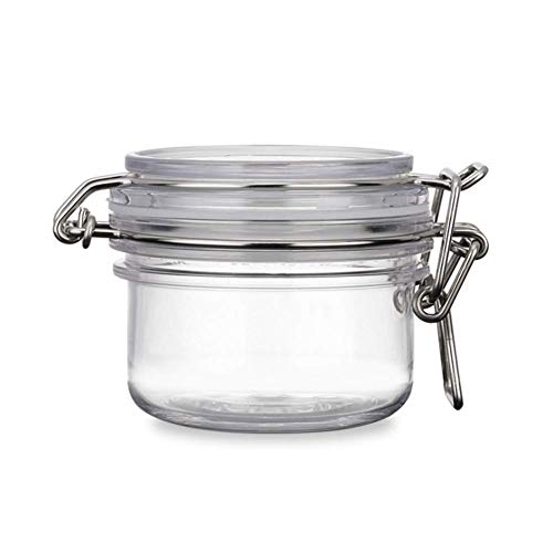 sealed clear container - 2Pcs 4 Oz/120ml Clear Round Plastic Home Kitchen Storage Sealed Jar Bottles with Leak Proof Rubber and Hinged Lid for Herbs, Spices, Candy, Gift, Arts and Crafts Storage Multi-purpose Container