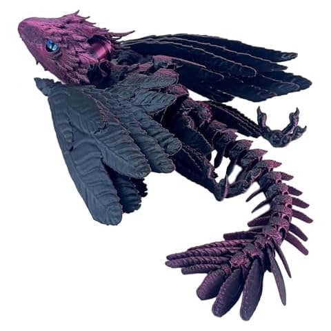 SGYYSG Feathered Wyvern Dragon,3D Printed Dragon, Articulated Dragon with Wings, 3D Printed Toys, Desktop Pet - Perfect for Fantasy Enthusiasts (Tibetan Blue-Red) Cover